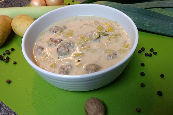 My Quick Potato and Leek Stew with Meatballs