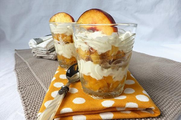 No Bake Cheesecake Dessert with Peaches from Glass