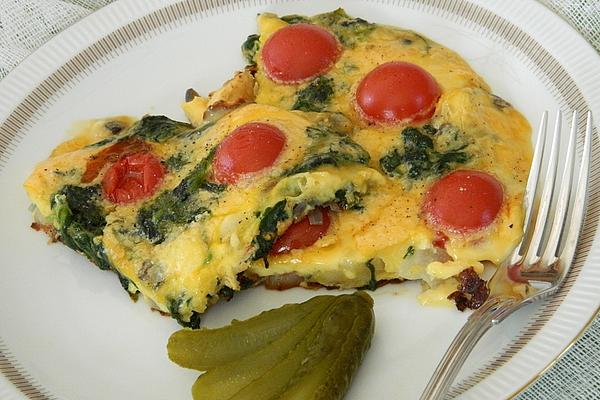 Omelette with Tomatoes, Spinach and Asparagus