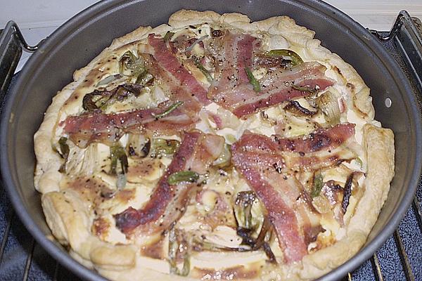 Onion Quiche with Sheep Cheese, Sage and Bacon