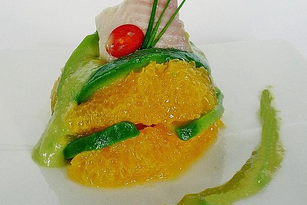 Orange and Avocado Salad with Trout Fillet