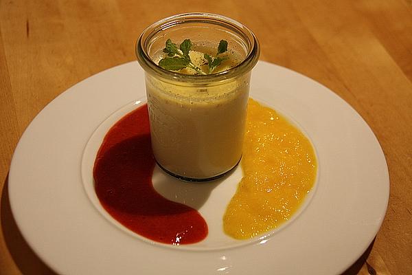 Panna Cotta with Two Types Of Fruit Puree