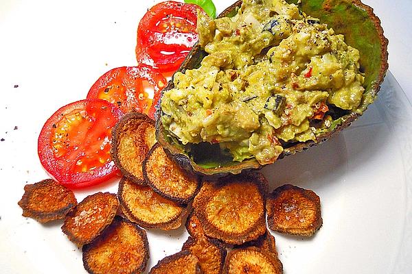 Parsley Root Chips with Avocado Dip