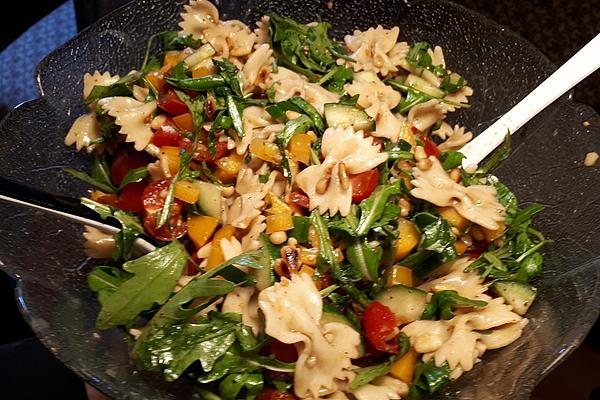 Pasta Salad with Rocket and Pine Nuts in Balsamic Dressing