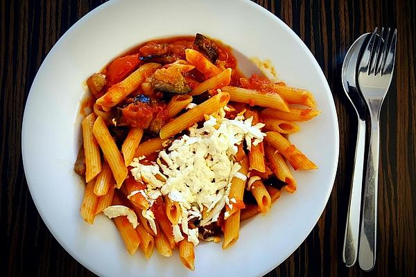 Pasta with Eggplant and Sheep Cheese