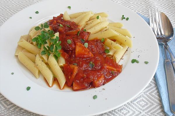 Pasta with Tomato and Meat Sausage Sauce