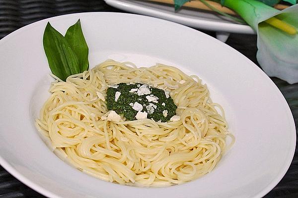 Pasta with Wild Garlic and Almond Pesto