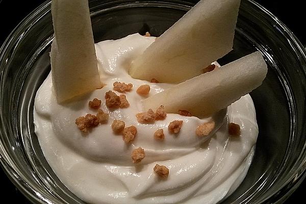 Pear on Coconut Curd with Roasted Almonds