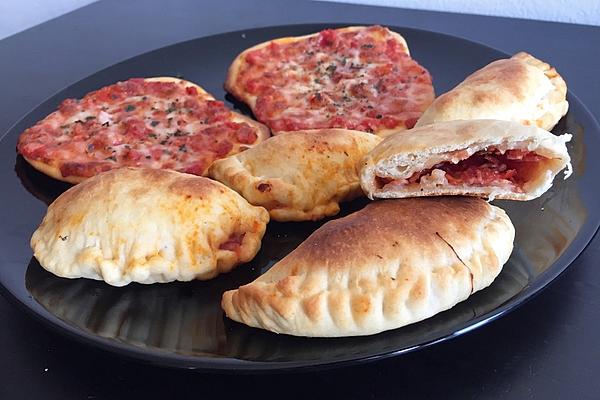 Pizza Bags with Salami and Ham Filling