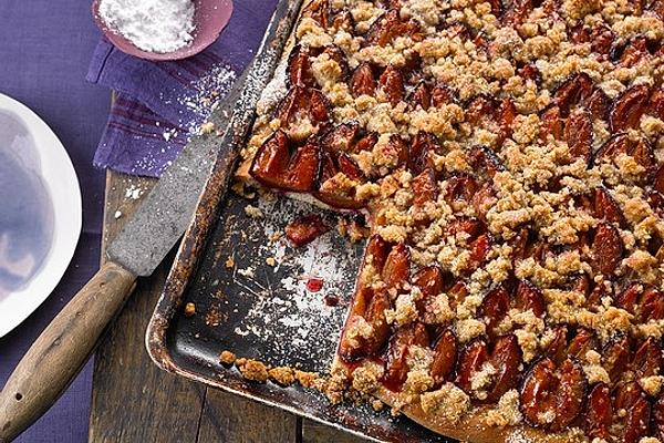 Plum Cake with Nut Crumble and Yeast Dough