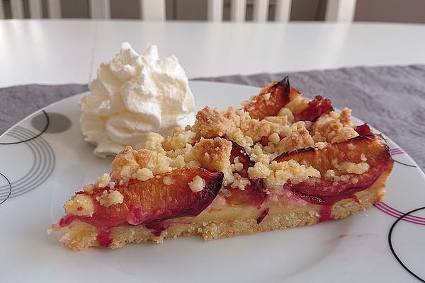 Plum Crumble Cake with Pudding