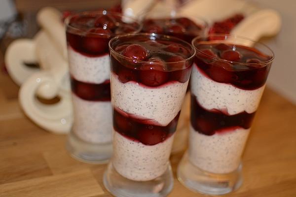 Poppy Seed Cream with Punch Cherries