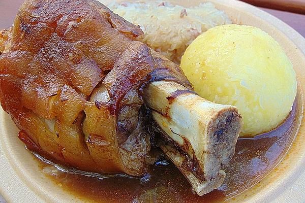 Pork Knuckle with Dumplings and Bavarian Cabbage