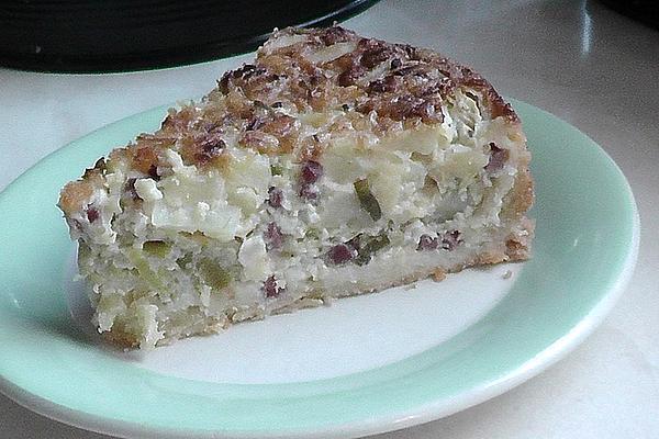 Potato and Leek Cake with Bacon and Onions