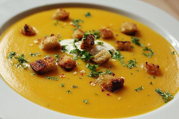 Potato and Pumpkin Soup with Croutons
