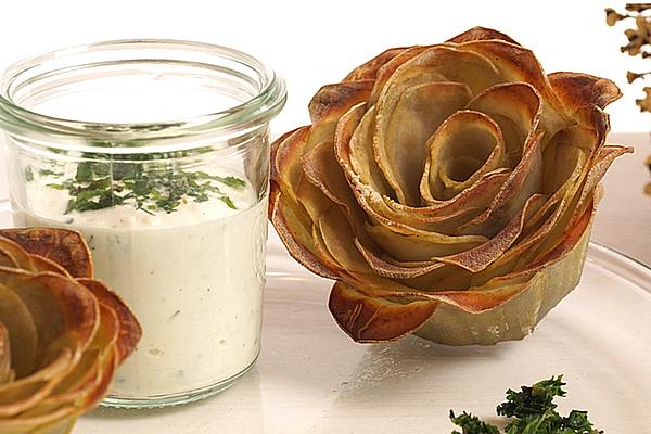 Potato Roses with Sour Cream Dip