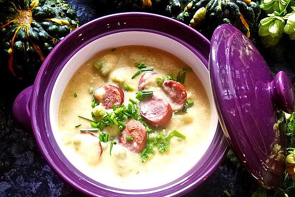 Potato Soup with Peas and Sausages