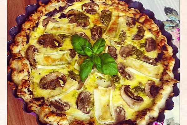 Puff Pastry Quiche with Feta, Cheese, Ham, Mushrooms and Camembert