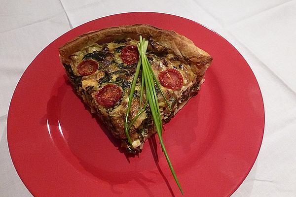 Puff Pastry Quiche with Mushrooms, Spinach and Cheese