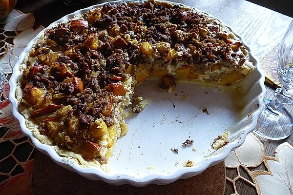 Pumpkin Quiche with Sheep`s Cheese Cream and Mince