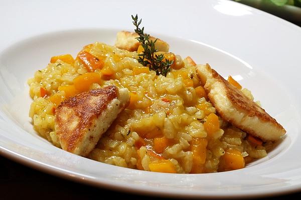 Pumpkin Risotto with Fried Sheep Cheese