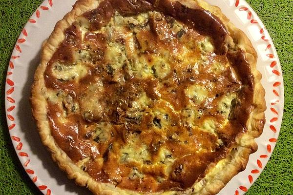Quiche with Chicory, Walnuts and Blue Cheese