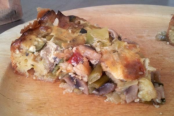 Quiche with Mushrooms, Leek and Zucchini