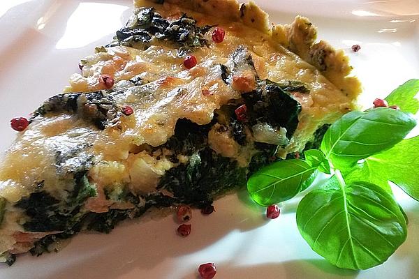 Quiche with Salmon, Spinach and Pine Nuts