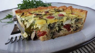 Quiche with Mushrooms, Leek and Tomatoes