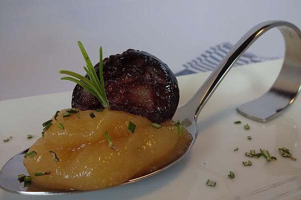 Quince Sauce with Fried Black Pudding (or with Chorizo)