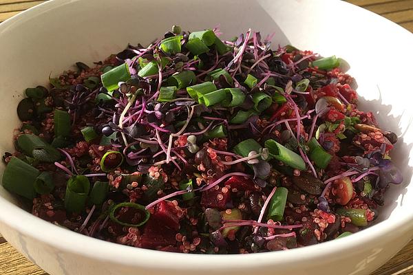 Quinoa Salad with Black Beans, Beetroot and Pumpkin Seeds