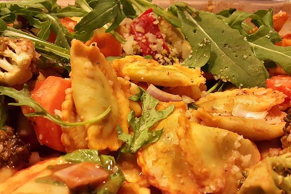 Ravioli and Vegetable Salad from Tray