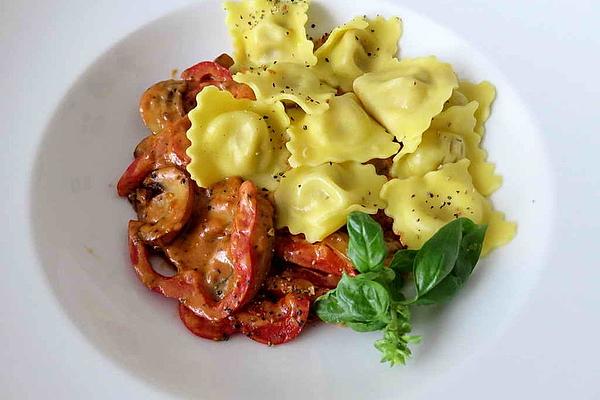 Ravioli with Peppers and Mushrooms