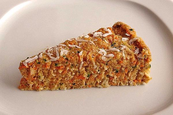 Raw Vegetable Cake with Carrots, Zucchini, Macadamia Nuts and Coconut