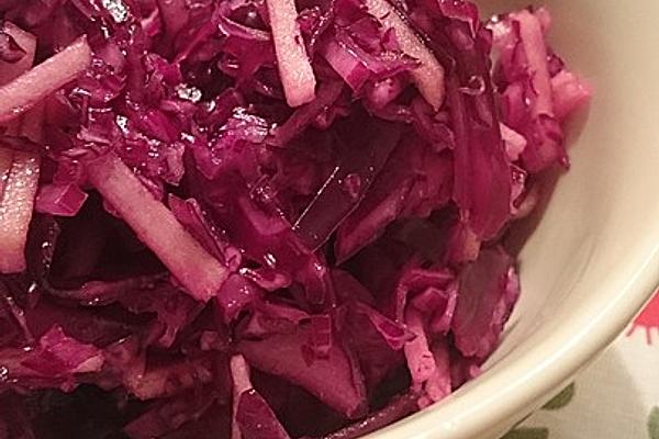 Red Cabbage, Apple and Raw Vegetables Salad
