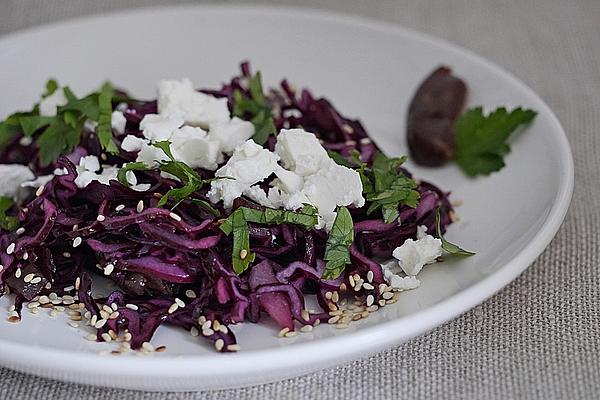 Red Cabbage Salad with Feta and Dates