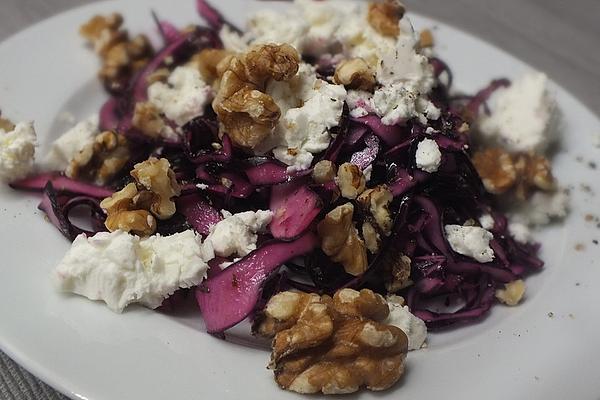 Red Cabbage Salad with Sheep Cheese and Nuts