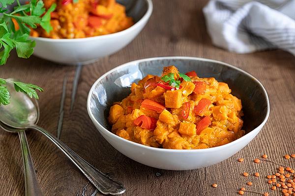 Red Lentil Curry with Sweet Potatoes