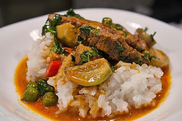 Red Thai Curry with Beef and Thai Aubergines