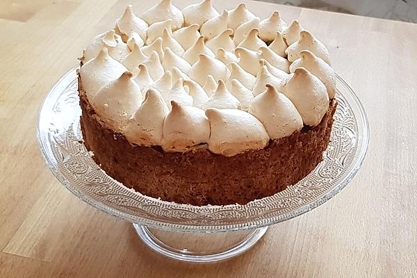 Rhubarb Cake with Cream Topping and Meringue Topping