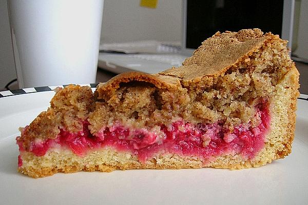 Rhubarb or Träumles Cake with Hazelnut Meringue, Grandmother`s Style
