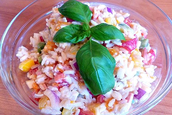 Rice Salad with Peppers, Ham and Tangerines