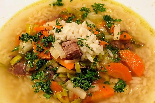 Rice Soup with Beef Broth