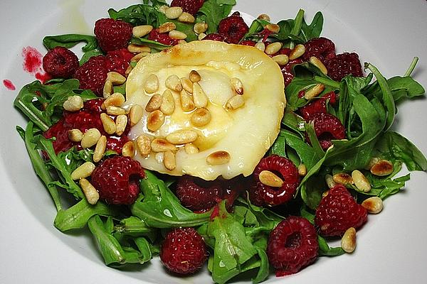 Rocket Salad with Raspberries and Grilled Goat Cheese