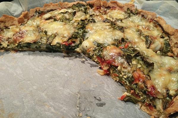 Quiche with Tomatoes, Mushrooms, Feta and Rocket