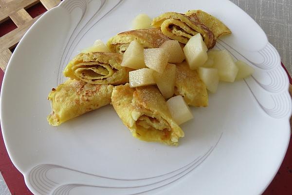 Rolled Apple Pancakes with Pear Compote