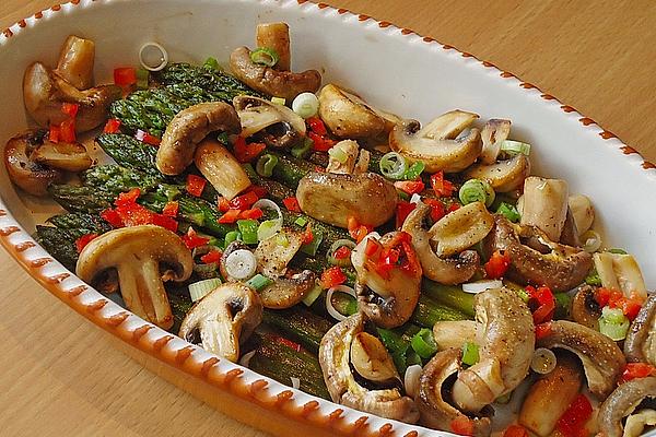 Salad Of Fried Green Asparagus with Mushrooms