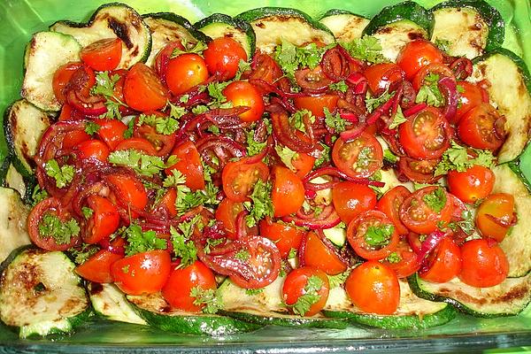Salad with Grilled Zucchini and Cherry Tomatoes