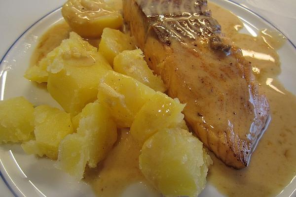 Salmon and Potatoes with Rosemary Cream Sauce