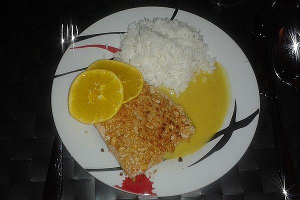 Salmon Fillet with Coconut Rice in Orange Sauce